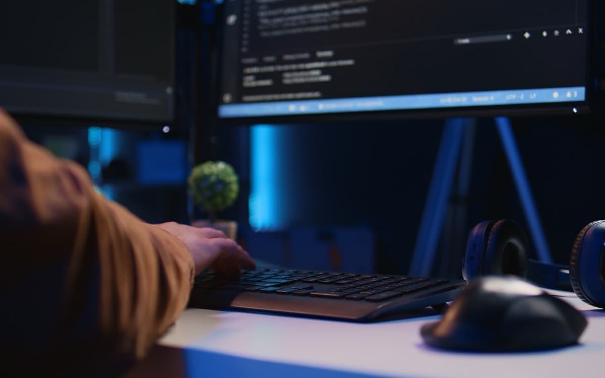 Close-up of a keyboard used by a software engineer